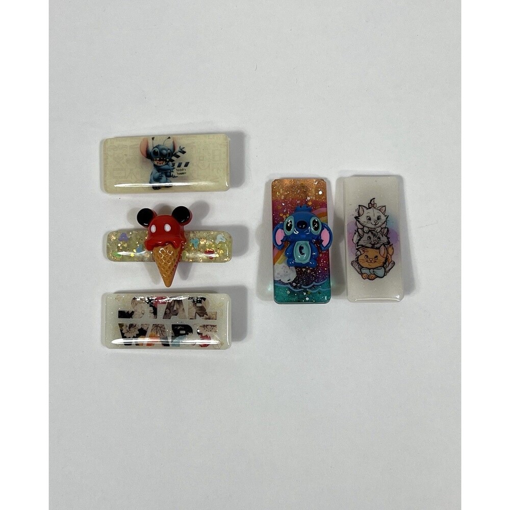 Bundle Of 5 Disney Hair Clips! Stitch, Star Wars, Aristocats, Mickey!